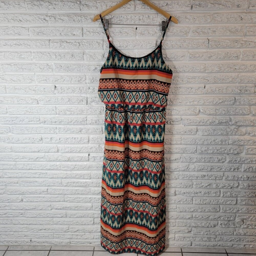 By & By Women's XL Sheath Slip Dress Blue Geometric Sleeveless GEO102E